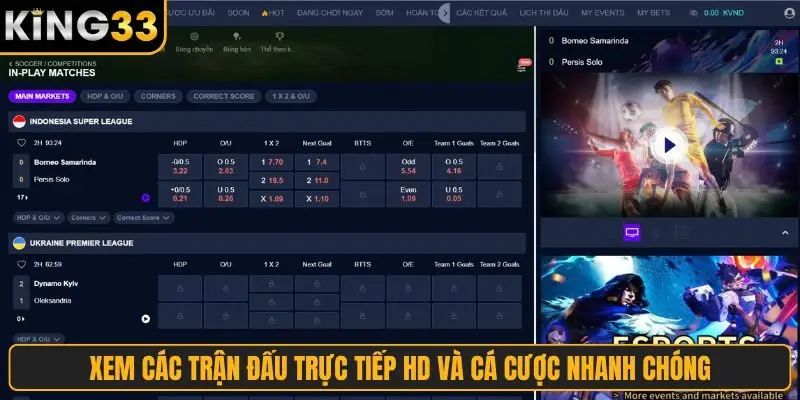 Xem các trận đấu trực tiếp HD và cá cược nhanh chóng